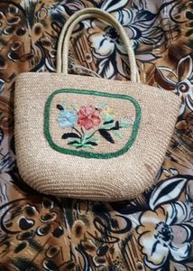 Vintage Floral Straw Bag