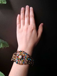Bohemian Multi-Color Metal Crystal Bangle