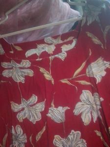 Red Floral Print short kurti