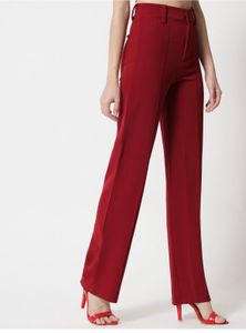 maroon Wide Leg Trousers