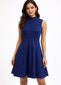 Elegant Blue Lace Dress
