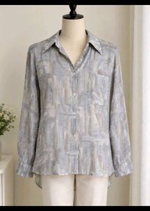 Abstract Print Button-Up Shirt