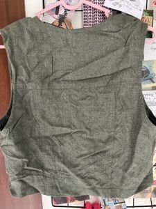 Olive Green Button-Up Vest