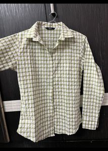 Green Checkered Button-Up Shirt