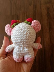 Crocheted cute Strawberry Cow keychain