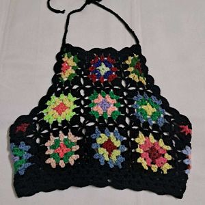 Y2k Vintage Boho Crochet Halter Top