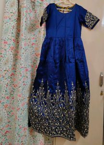 Royal Blue Embroidered Gown Dupatta Set