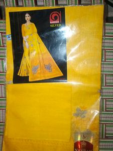 Yellow cotton(sutti) saree