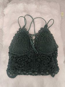 Crochet Lace-Up Bralette Top