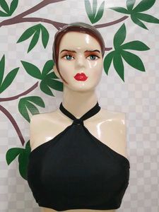 (400)Black Halter Top