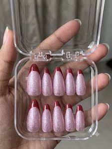 French Tip Glitter Press-On Nails