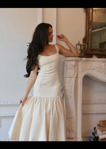 white scoopneck gathered midi dress