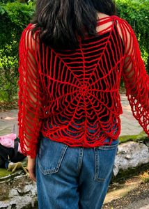 viral crochet spider web top
