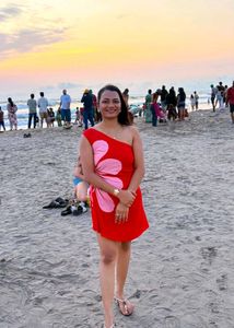 Vibrant Red Floral Mini Dress
