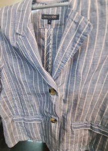 Striped blue cotton blazer