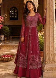 Elegant Embroidered Maroon Kurta Set