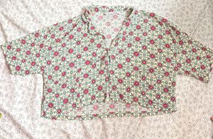 Boho Floral Print Cropped Shirt