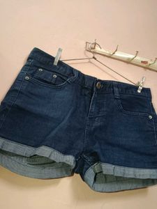 Dark Blue Denim Shorts