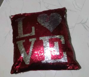 Square Double Shade Red and Silver  Pillow Cover