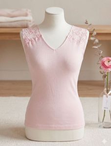 Pink Lace Trim V-Neck Camisole