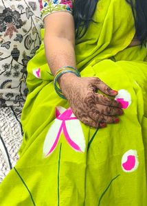Elegant Green Floral Print Saree