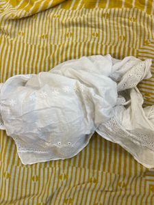 White Embroidered Dupatta hakoba