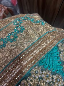 Embroidered Teal Blouse &amp; lehenga
