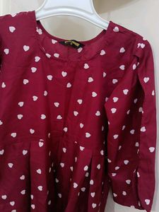 Maroon Heart Peplum Top