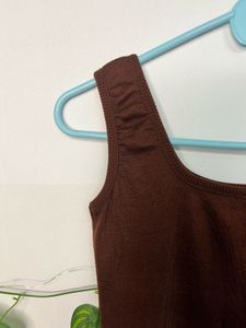 Brown Sleeveless Midi Dress