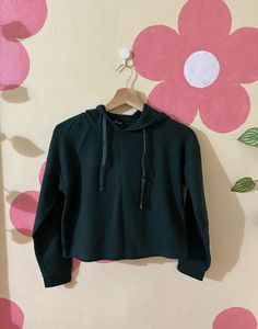Waffle Knit Cropped Hoodie