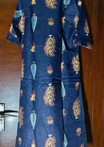 Navy Blue Printed Kurta with Palazzo Set