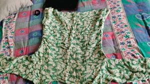 Green Leaf Print Kurta