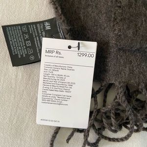 H&amp;M Dark Brown Scarf with Fringe