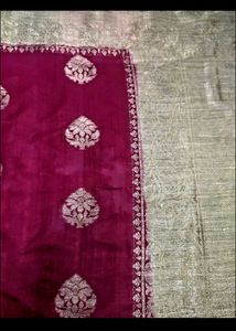 Red gold Banarasi Dola Silk saree