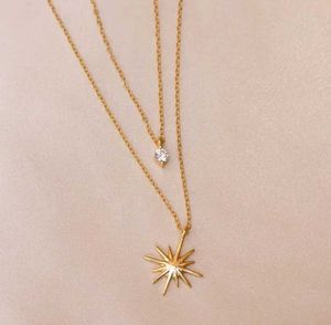 Anti Tarnish Layered Starburst Crystal Necklace