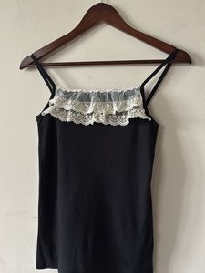 Black camisole with lace trim