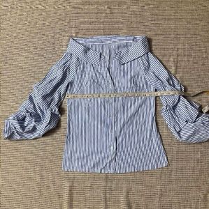 SHEIN Unity Off Shoulder Striped Buttoned Shirt