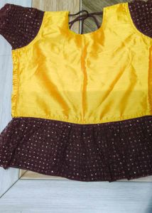 Elegant Yellow &amp; Purple Embroidered Outfit