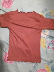Dusty coral Lettuce Trim Top