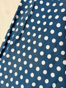 Blue Frock With White Polka Dots
