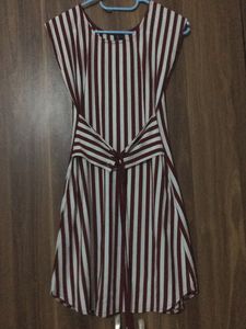 Price Drop❤️Striped Dress with Lace-Up Detail