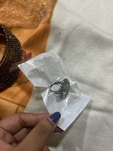 Oxidised Jewelry Set One Neck Piece, 1 Ring And T