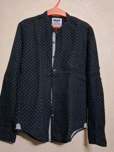 black polka print cotton mens shirt