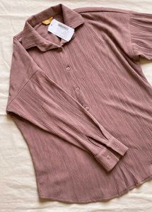 BRAND NEW Pleated Long Sleeve Button-Up Top