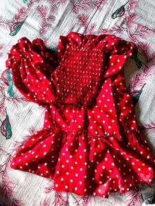Red Polka Dot Smocked Dress