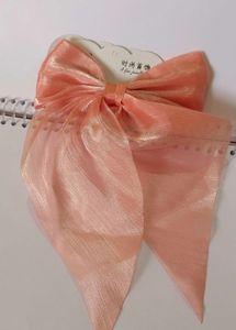 Elegant Peach Bow Hair Clip
