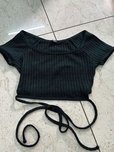 Ribbed Crop Top with Tie
