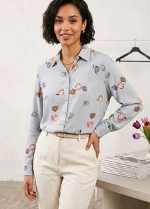 Elegant Vintage Floral Print Full-Sleeve Shirt (M)
