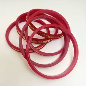 Red &amp; Gold Bangles (Set of 6)