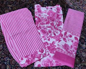 Pink Floral Kurta Set - 38 Size